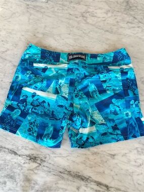 Vilebrequin Merise Fitted Swim Shorts Medium Blue Photo Snapshot Collage Trunks